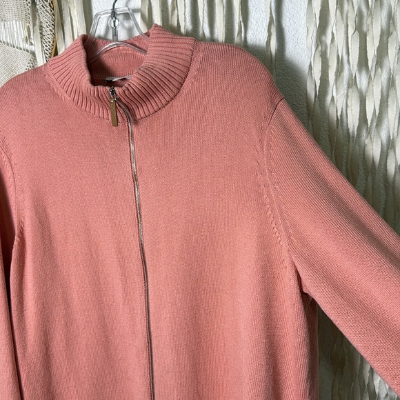 LaFayette 148 New York Pink Salt Mélange Zip Front Cardigan Sweater Size XXL - Picture 7 of 15